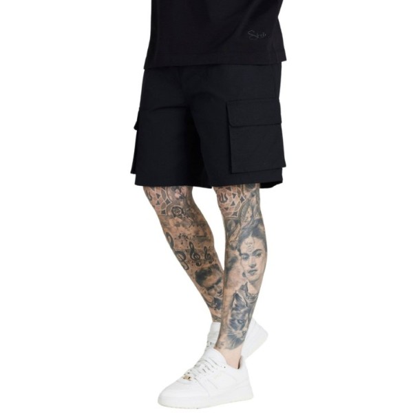 Siksilk Men Black Ripstop Cargo Shorts XS