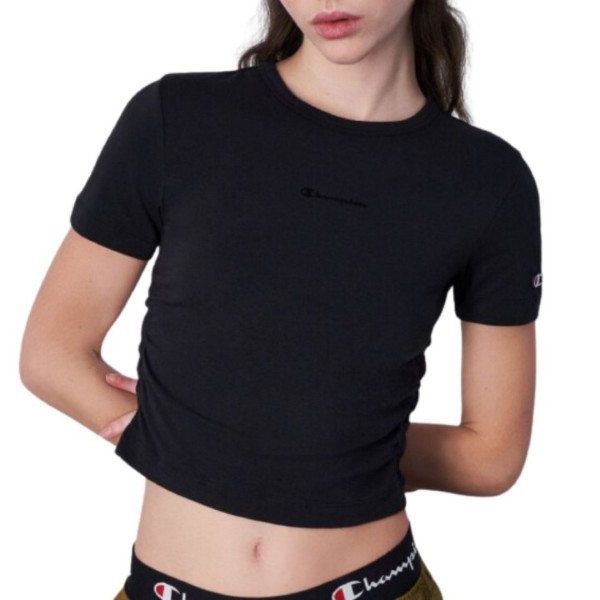 Champion Women's Crewneck Croptop T-Shirt Athletic Black 117152-KK001 XS