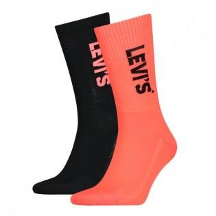 Levis Socks 2 Pairs Black Neon Red 100000591-003 39-42