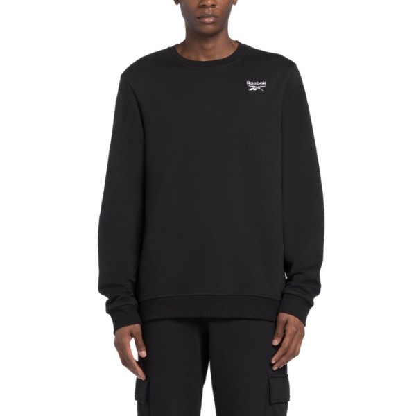 Reebok Men Identity Small Logo Fleece Crew Sweatshirt Black 100202864