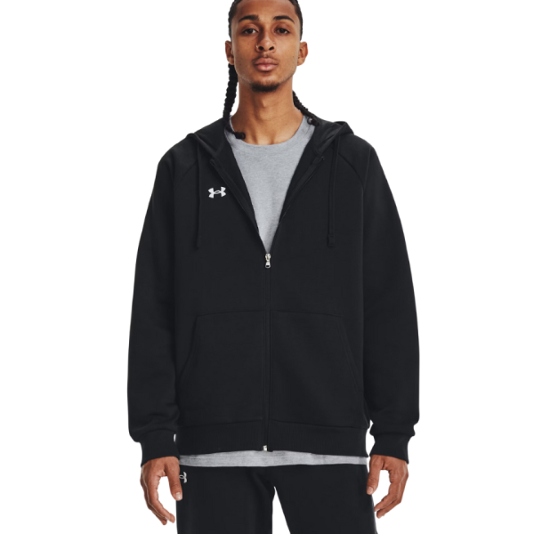 Under Armour Rival Fleece Full Zip Men Hoodie Khaki Black 1379767-001 Size M