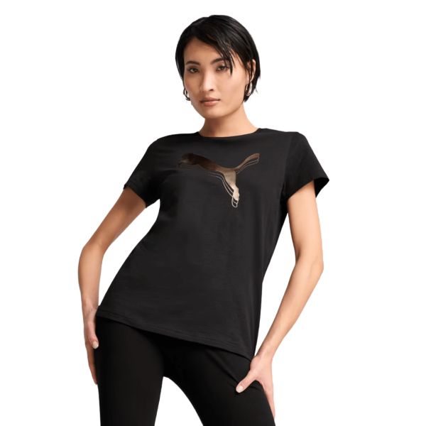 Puma Essentials Metallic Tee Women T-shirt Black 684995-51 size XL