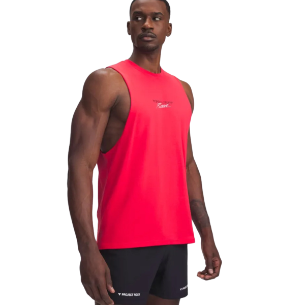 Under Armour Project Rock Tank Top Sleeveless Men T-shirt Red 1389949-989 size M