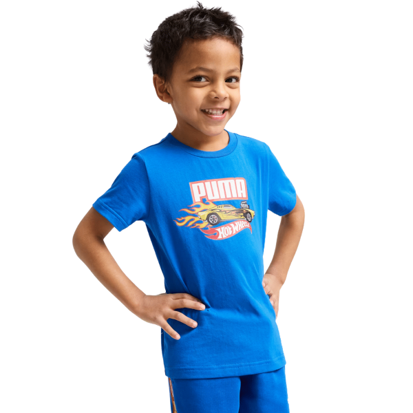 Puma X Hot Wheels Graphic Tee Boys T-shirt Blue 630069-58 size 110 / 4-5 Years
