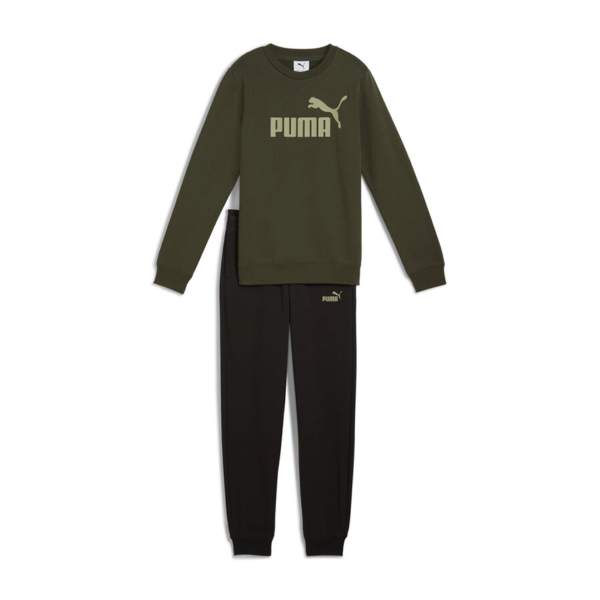 Puma Essentials No.1 Logo Crew Sweat Suit Fleece Boys Set Khaki 689721-70 size 152 / 11-12 Years