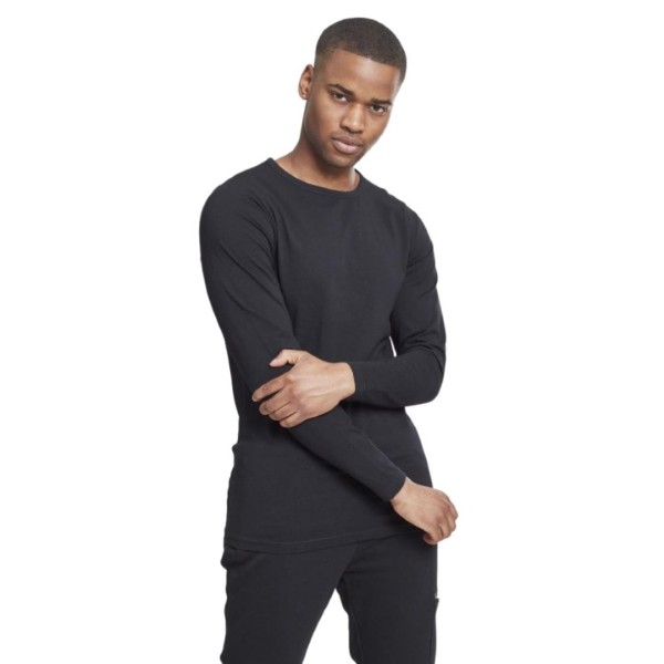 Urban Classics Fashion Fitted Stretch Long Sleeve Mens T-Shirt Black TB816-00007