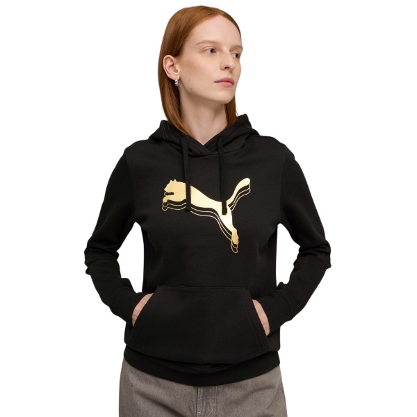 Puma Essentials Metallic Hoodie Fleece Women Black 684996-51 size L