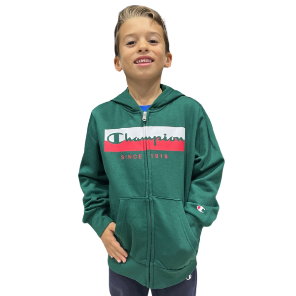 Champion Boys Hooded Full Zip Sweatshirt Green 306839-GS502