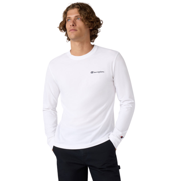 Champion Men Crewneck Long Sleeve T-shirt White 221799-WW001 size M
