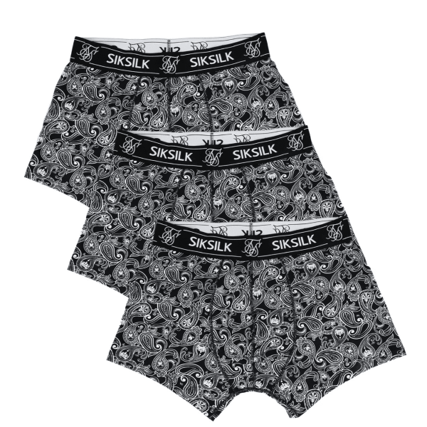 Siksilk 3 Pack Paisley Boxer Black White SS-23866 size M
