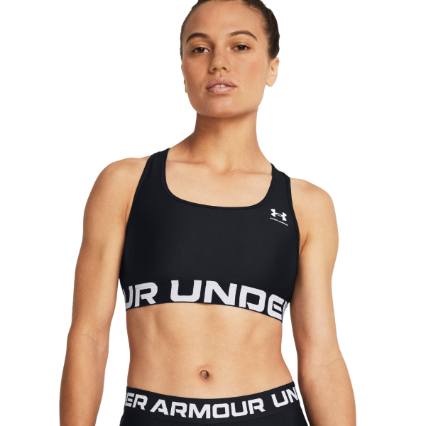 Under Armour Hg Mid Branded Sports Women Bra Black 1383544-001 size S