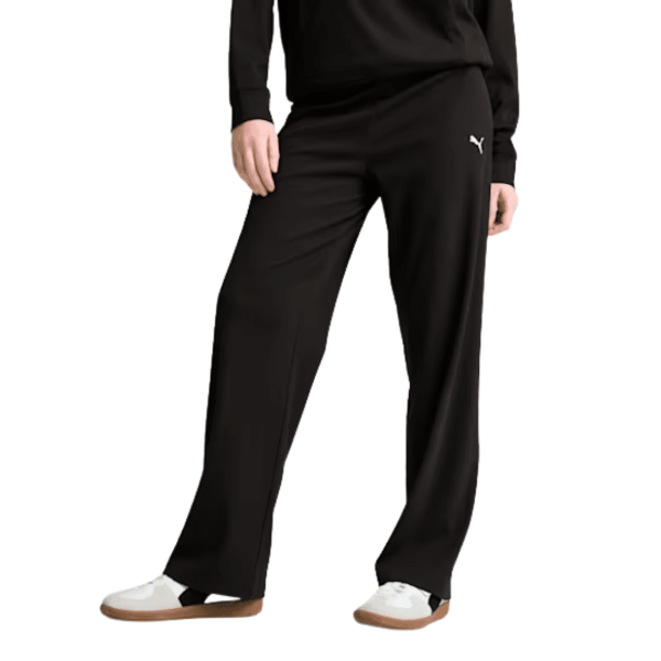 Puma Essentials Elevated High Waist Women Straight Leg Rib Pant Black 685025-01 size S