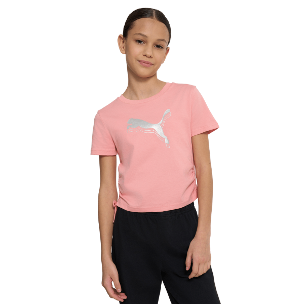 Puma Essentials Metallic Knotted Tee Girls T-shirt Pink 686419-18 size 140 / 9-10 Years