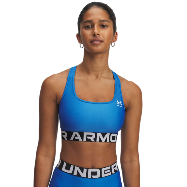 Under Armour Hg Mid Branded Sports Women Bra Blue 1383544-402 size S