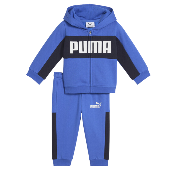 Puma Minicats Essentials Block Hooded Full Zip Fleece Set Infant Baby Girl Blue 689730-13 size 98 / 3 Years