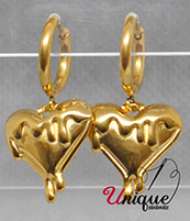 Gold Heart Hoops Earrings