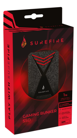 VERBATIM SUREFIRE SSD EXTERNAL USB 3.0 1TB GX3 GAMING 3.2 1GEN BK/REDLINE
