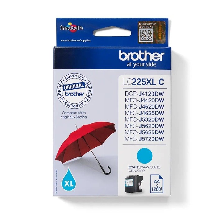 LC225XLC BROTHER CYAN INK FOR MFCJ 4420/4520/4620/4720 & MFCJ 5320 / 5620 / 5720