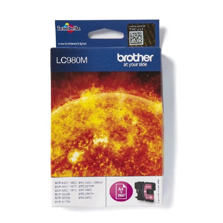 LC980M BROTHER MAGENTA INK 260P DCP145/163/165/167/195/197/365/375/377