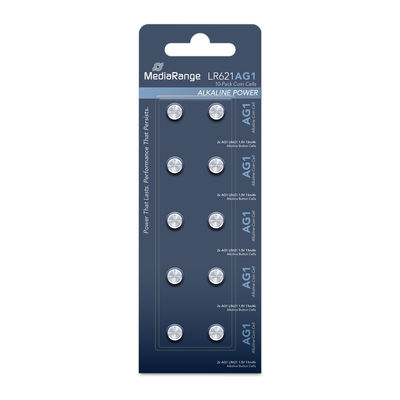 MediaRange Premium Alkaline Battery Coin Cell AG1|LR621 Pack 10