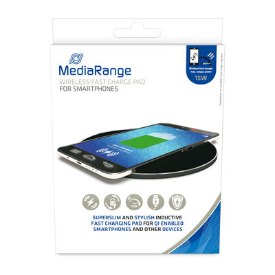 MediaRange 15W Wireless fast charge pad for smartphones