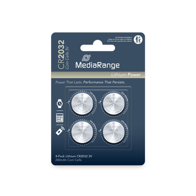 MediaRange Lithium Coin Cells CR2032|3V Pack4