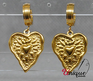 Gold Heart Hoops Earrings