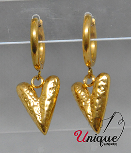 Gold Heart Hoops Earrings