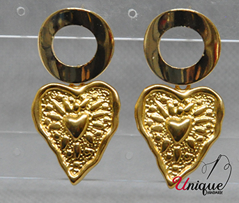 Gold Heart Stud Earrings