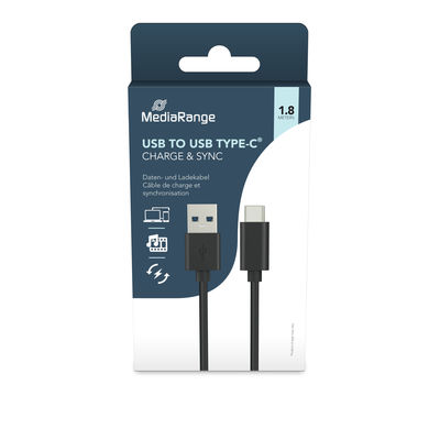 MediaRange Charge and sync cable, USB 3.0 to USB Type-C™ plug, 1.8m