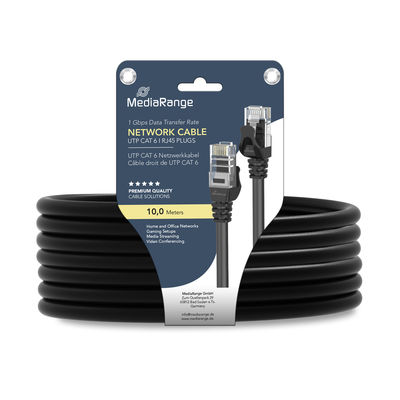 MediaRange Network Patch Cable CAT6, 10M, RJ 45, Black