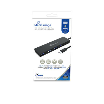 MediaRange USB Type-C™ to USB 3.0 hub 1:4, bus-powered