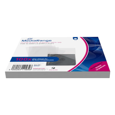 MediaRange clear plastic sleeves for 10.4mm CD jewelcases