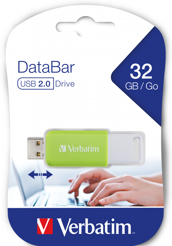 USB 32GB V DATABAR 2.0 GREEN VERBATIM
