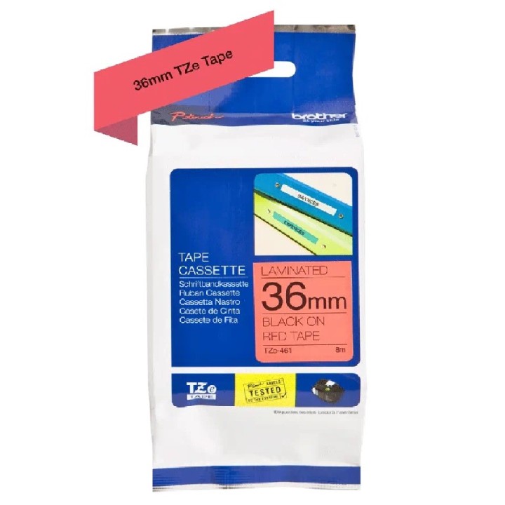 TZe461(D) 36mm BLACK ON RED 8m BROTHER P-TOUCH TAPE