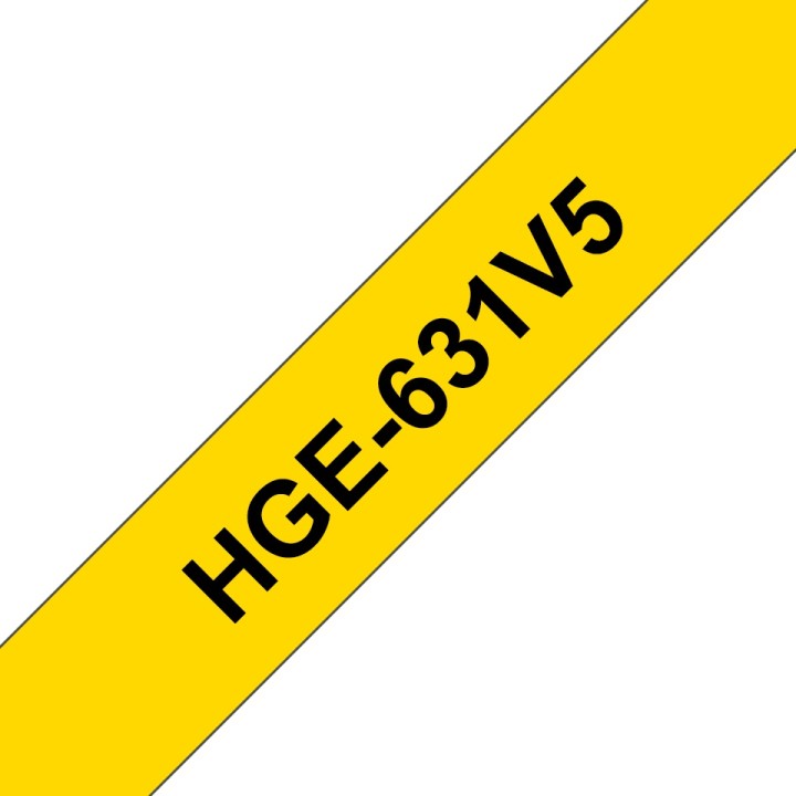 HGE631V5 12mm BLACK ON YELLOW 8m HIGH RESOLUTION BROTHER P-TOUCH TAPE (ΝΟΤ ΤΖε)