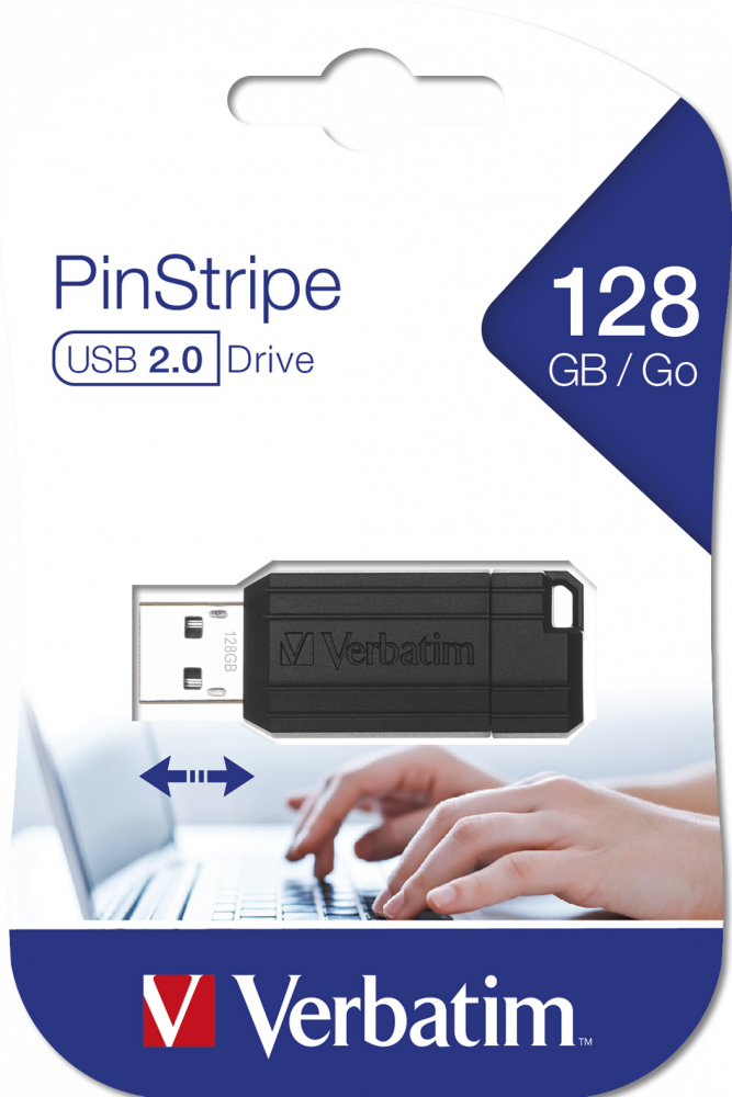 USB 128GB 2.0 PINSTRIPE VERBATIM BLACK