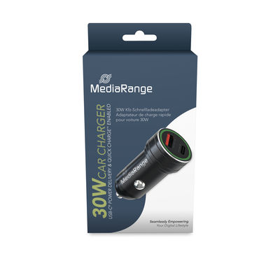 MediaRange 30W car charger with 1x USB-A and 1x USB-C