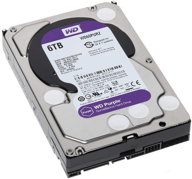 WD 6TB Purple Surveillance HDD - SATA 6 Gb/s, 64 MB