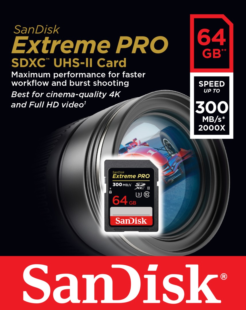Sandisk Extreme Pro 64GB SDXC UHS-II U3 300MB/S V90