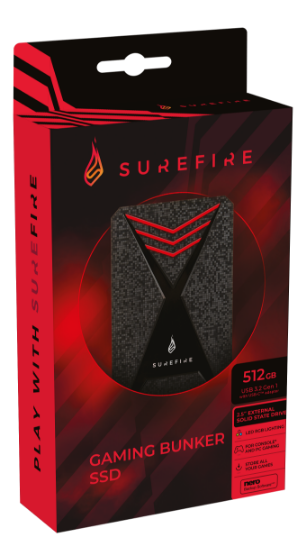 VERBATIM SUREFIRE SSD EXTERNAL USB 3.0 512GB  GX3 GAMING 3.2 1GEN BLK/RED