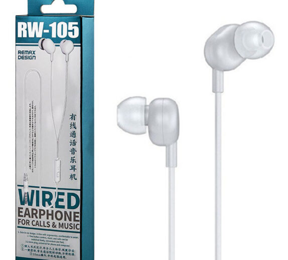 Remax RW-105 New Music Earphone With HD Mic In-ear 3.5mm Jack White