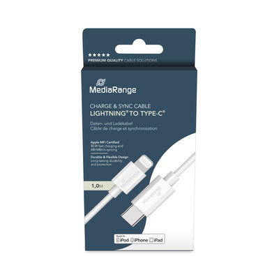 MediaRange Apple Lightning® to USB Type-C® Charge and Sync Cable 1,0m