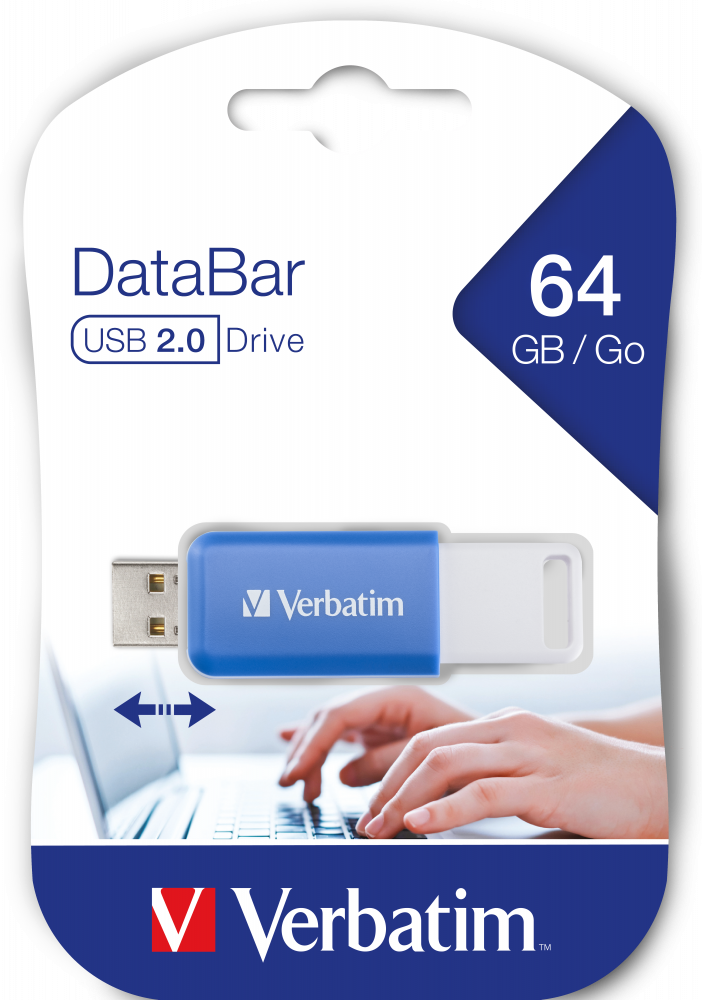 VERBATIM USB 64GB V DATABAR 2.0 BLUE