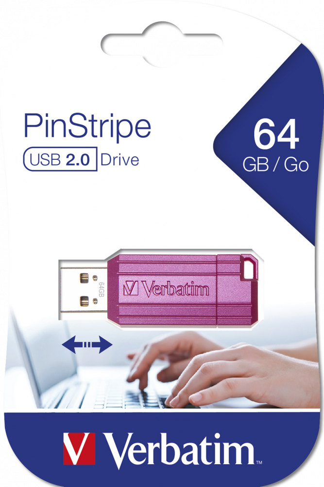 VERBATIM USB 64GB PINK PINSTRIPE