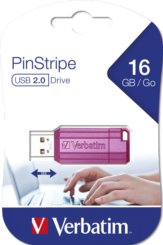 VERBATIM USB 16GB  HOT PINK PINSTRIPE