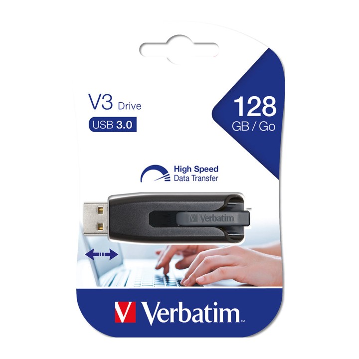 VERBATIM USB 128GB 3.0 V3 GREY NEW STORE N GO DRIVE
