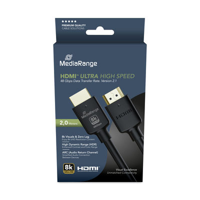 MediaRange HDMI™ Ultra High Speed Ethernet Cable (Ver. 2.1), 48 Gbps, 2.0m