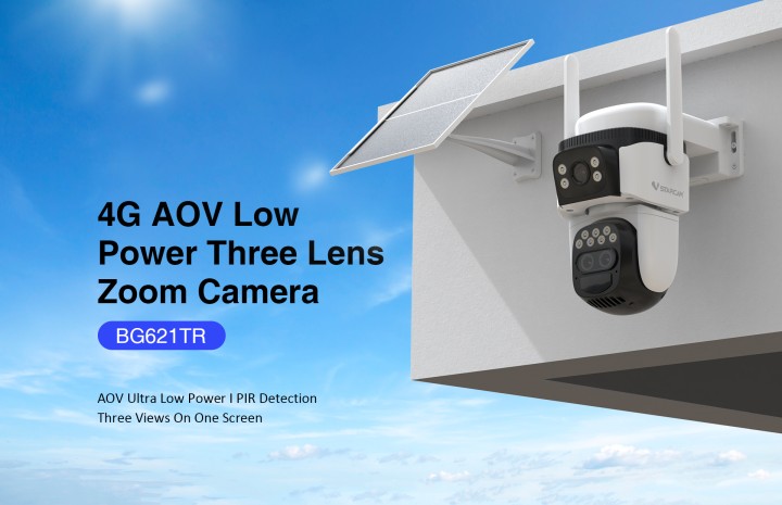 Vstarcam Outdoor 4G With Solar Panel 3MP AOV Low Power three Lens dual view 10X Zoom Camera