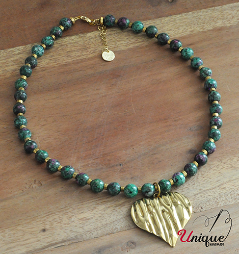 Green Gold Heart Necklace